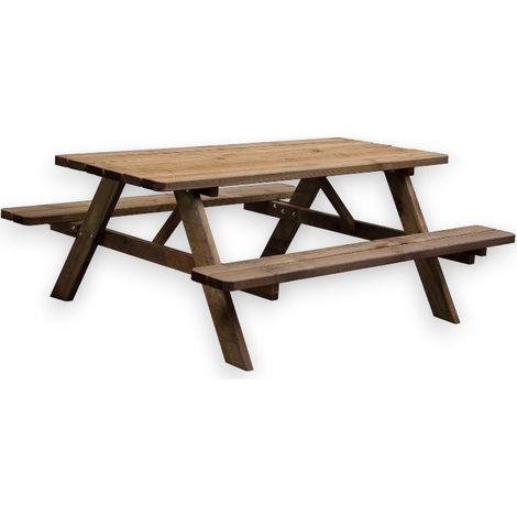 Tavolo pic nic 180x120x70 cm in legno con panche da campeggio (1/4)