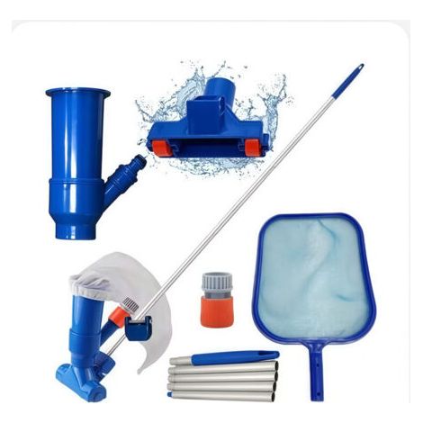 Kit de nettoyage pour piscine hors sol avec sac, perche de 1,5 m, épuisette, râteau et tête d'aspirateur