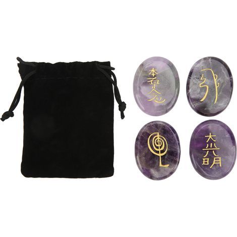 gravierte Amethyst-Reiki-Steine für Wohndekoration, Meditation und als Energiegeschenk (1/5)