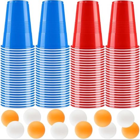 Beer Pong Cups Set, Cups with Ping Balls, Reusable Drinking for Games, Parties, Birthdays, Festivals, Weddings, Camping (1/5)