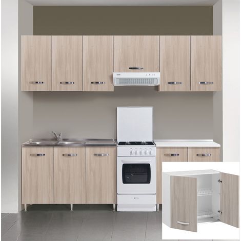 1PZ KIT CUCINA PENSILE 2 ANTE SCOLAPIATTI 80X32XH72 CM OLMO (1/2)
