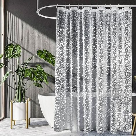 Cortina de ducha resistente al moho y de secado rápido - impermeable para bañeras, espacio confortable, estampado de guijarros, 180 x 200 cm (1/4)