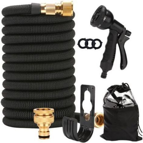 BUNTHAUS Tuyau Arrosage Extensible 15m/50ft, Tuyau d'Arrosage Flexible avec 8 Types De Jets, Tuyaux d'Arrosage Avec Raccords En Laiton Massif Et Noyau En Latex à 4 Compartiments, Tuyau d’Eau Réglable