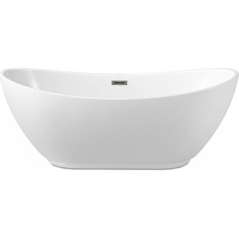 BALNEO – baignoire îlot 170x72 cm PARMA avec cache trop-plein et bonde anthracite