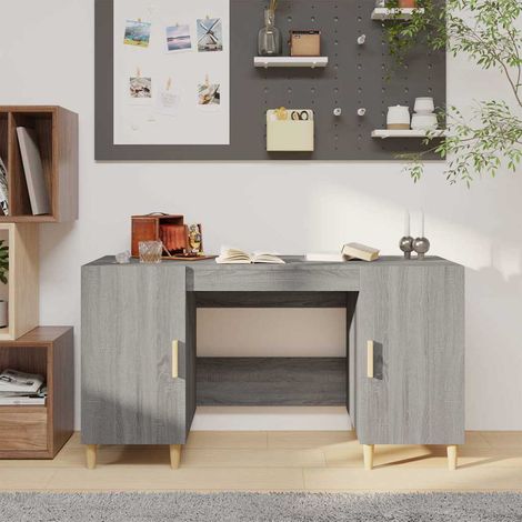Bureau informatique Table de bureau - Sonoma gris 140x50x75 cm Bois d'ingénierie BV256905 - BonneVie (1/5)