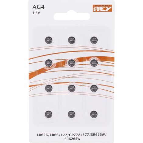 Lot de 12 Piles Alcaline AG4 1.5V, Pile Bouton au Lithium Alcaline, LR626, LR66, 177, GP77A, 377, SR626W, ST626SW (1/5)