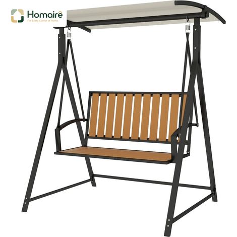 HOMAIRE Hollywoodschaukel 2-Sitzer mit verstellbarem Sonnendach, wetterfest und belastbar bis 240kg für Garten und Terrasse