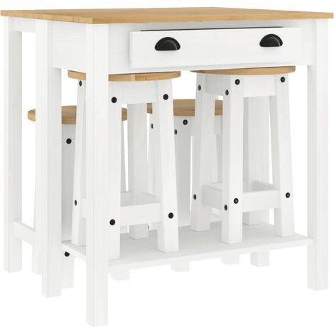 Set de bar 5 piezas madera maciza de pino blanco vidaXL