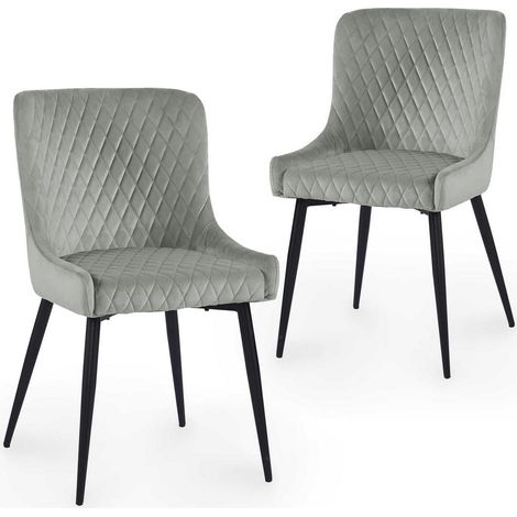 Lot de 2 chaises design en velours gris JENNY (1/5)