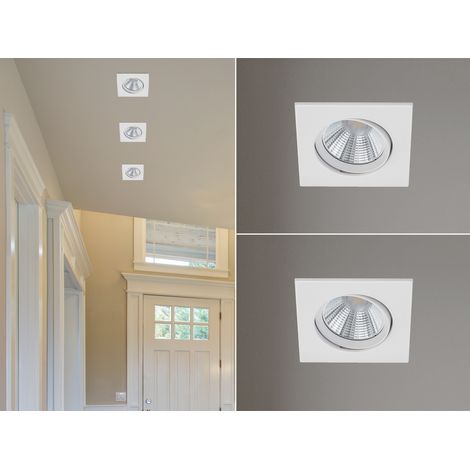 LED Einbaustrahler 2er Set eckig schwenkbar dimmbar Weiß matt 5,5W Deckenlampe (1/5)