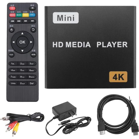 Mini lecteur multimédia 4K avec disque dur, lecture vidéo numérique horizontale et verticale 1080p, lecteur USB/cartes SD, prise US. (1/5)
