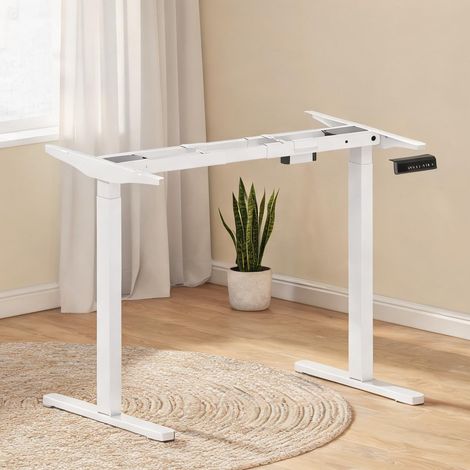 Pieds de bureau réglables en hauteur blancs électriques double (1/5)
