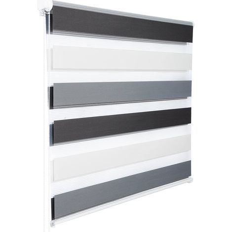 WOLTU 1 pièce Store Enrouleur Double, Fixation Rapide sans perçage, Isolant Thermique, 55x150cm, Blanc+Gris+Anthracite DR5616m2