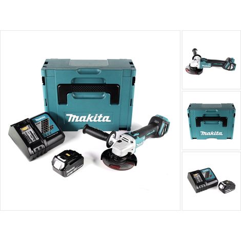 Amoladora angular sin cable Makita DGA 511 RM1J 18V 125mm sin escobillas + 1x batería 4.0Ah + cargador + Makpac