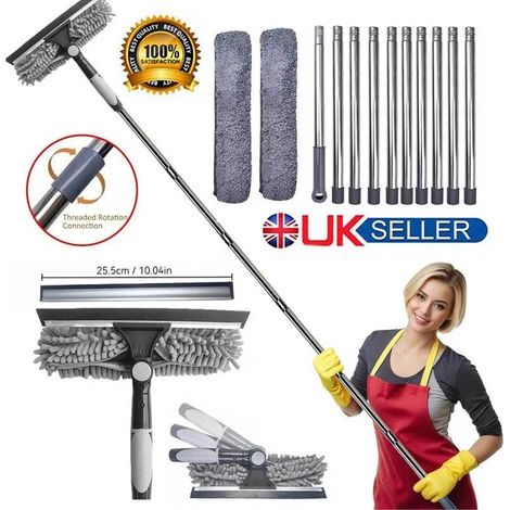 FLITI 4.5M Telescopic Squeegee for Window Cleaning with Rubber Scraper and Extendable Handle for Windows, Mirrors and Shower Screens (1/4)