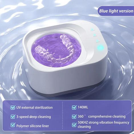 (Version à lumière bleue) Machine de nettoyage à ultrasons avec stérilisation ultraviolette - Machine de nettoyage multifonctionnelle (1/5)