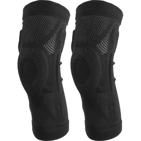 Lot de 2 genouillères de sport respirantes anti-collision, protection rotulienne, manchon de jambe, noir, taille M (1/5)