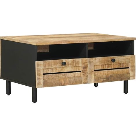 Coffee Table Brown and Black 80 x 54 x 40 cm Solid Mango Wood vidaXL (1/5)