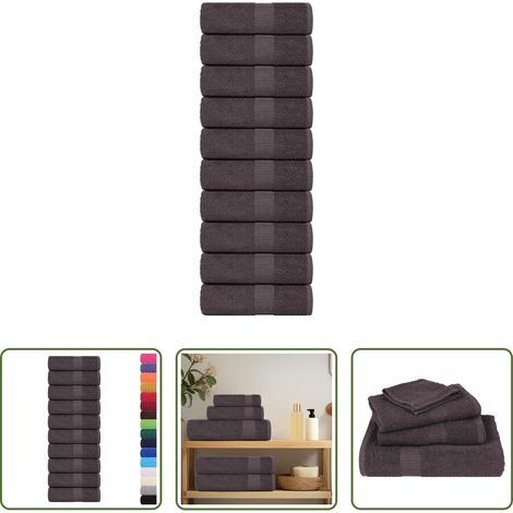 vidaXL Serviette de visage - Serviettes d'invité FROGN 10pcs anthracite 30x50cm 360 g/m² (1/5)