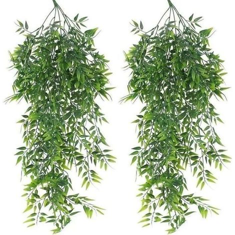 4Pcs Plante Artificielle Tombante - Artificiel Feuilles de Bambou Plante Suspendue - pour Intérieure Extérieure Déco Balcon Jardin (1/4)
