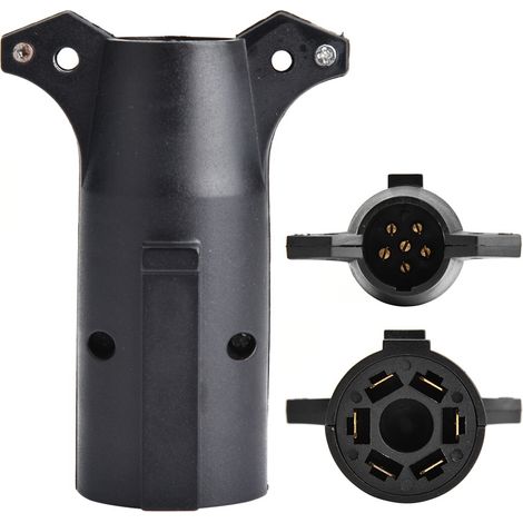 Adaptateur prise remorque 12V 7 broches vers 6 broches N&S, convertisseur connecteur pour caravane et véhicule tracteur. (1/5)