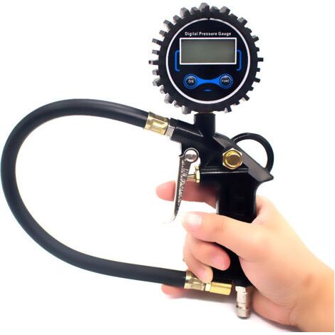 Gonfleur de pneus de voiture avec manomètre numérique, 200 PSI, mandrin d'air et tuyau (1/5)