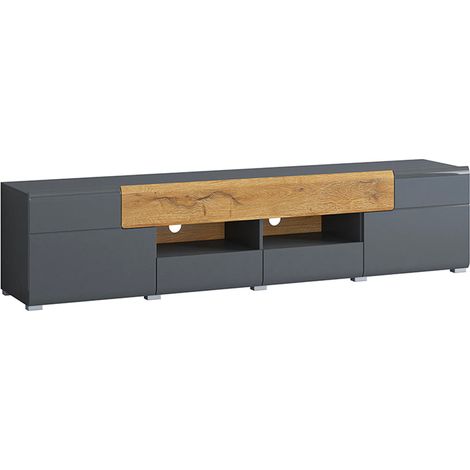 Mueble TV 2 puertas 2 cajones 208 cm Jules Gris y Madera (1/5)