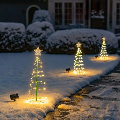 LED-Weihnachtsbaumlichter, spiralförmige Lichterkette, Weihnachtsdekoration für Garten und Rasen (1/5)