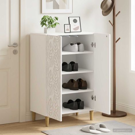 vidaXL Shoe Cabinet DELFT 59.5 x 39.5 x 90 cm Engineered Wood White (1/5)