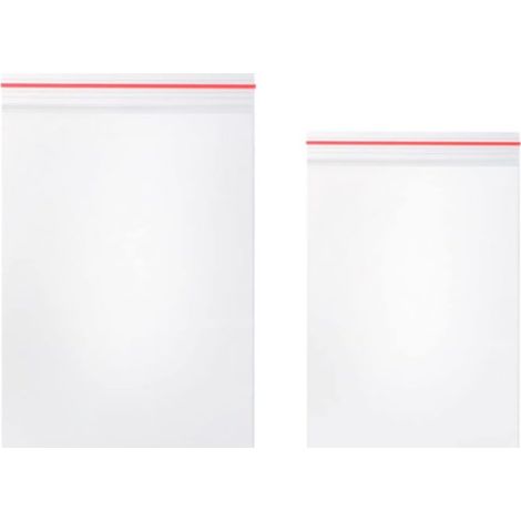 Packung mit 200 transparenten Zip-Lock-Beuteln, zwei Packungen in verschiedenen Größen, Beutel aus Polyethylen niedriger Dichte, lebensmittelgeeignet, 6 x 8 cm + 10 x 15 cm (1/5)