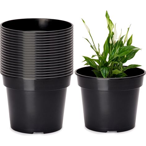 Garronda Pots Horticulture Ronds Pots pour Culture de Plants de Plantes et Fleurs GD-0025 (20 Pièces Noir, ⌀ 35 cm H 29 cm)