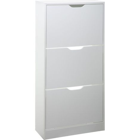 5Five Simply Smart – Meuble à chaussures blanc 3 tiroirs – Capacité 18 paires – Dimensions 115 x 60 x 24 cm – Bois MDF moderne pour entrée ou couloir