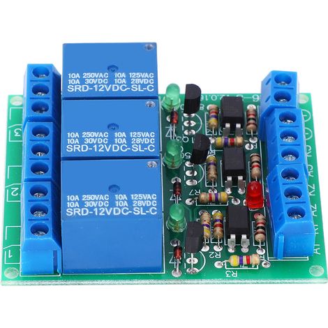 Module relais 3 canaux à déclenchement haut niveau avec isolation par optocoupleur, 12 V CC, 10 A (1/5)