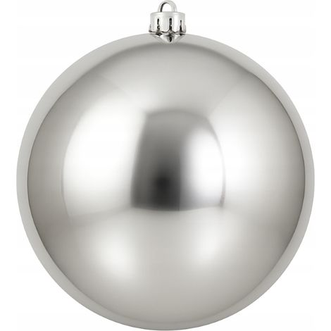 Boule de Noël en verre lisse argenté, grande, 10 cm, 1 pièce