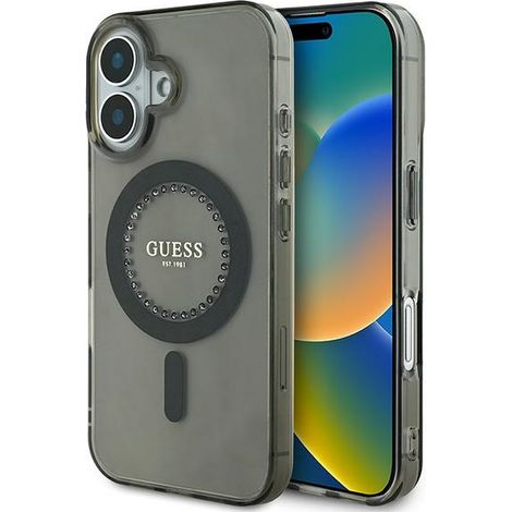 Guess Hartschalen-Schutzhülle für iPhone 16 (6,1 Zoll) mit Strasssteinen und MagSafe-Anschluss (1/5)