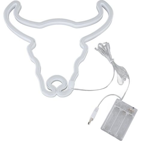 [Lumière LED Neon décorative] Lampo Vache modèle CL-275 PVC/ABS taille 260mm couleur blanc lumière chaude énergie USB/batteries (1/5)