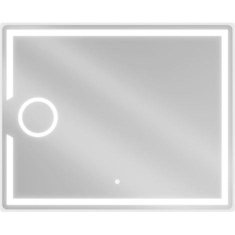 Mexen Onyx specchio da bagno retroilluminato con specchietto cosmetico 100 x 80 cm, LED 6000K, antiappannamento (1/5)