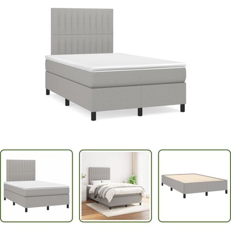 Matratze - Boxspringbett mit Matratze Hellgrau 120x190 cm Stoff (1/5)