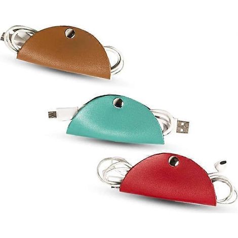 Organisateur de câbles en cuir, Cord Taco Trio, attaches pour câbles d'écouteurs et chargeurs, enrouleur de câbles USB, cadeau (1/5)