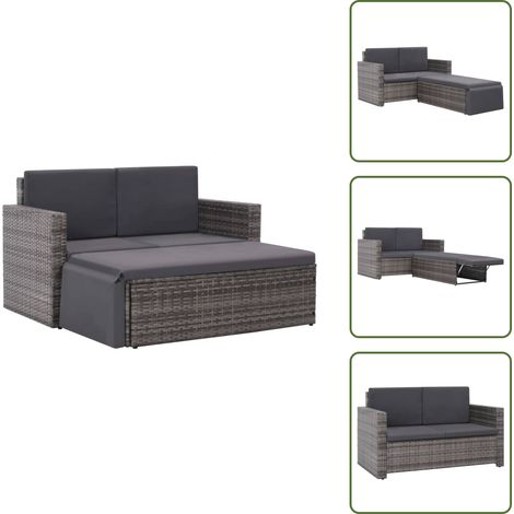 Divano da esterno - vidaXL Set Divani da Giardino 2 pz con Cuscini in Polyrattan Grigio - Pouf da giardino