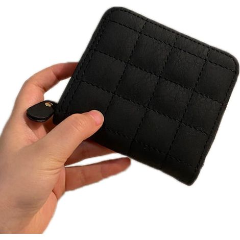 Portefeuille en similicuir grande capacité, 2 plis, 8 emplacements pour cartes, fermeture éclair, pour clés et pièces, noir (1/5)