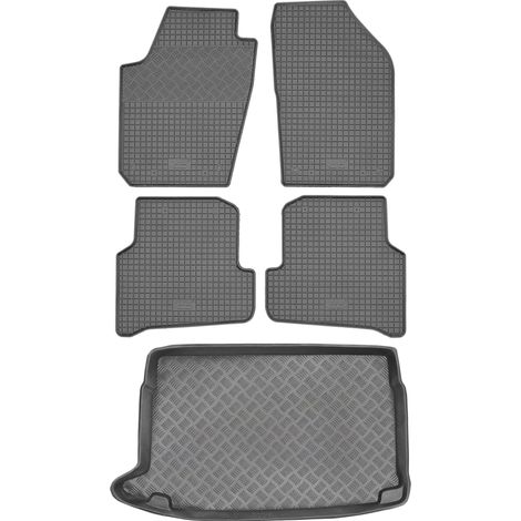 Set di tappetini in gomma per auto e tappetino per bagagliaio per Volkswagen Polo V Hatchback dal 2009 al 2017.