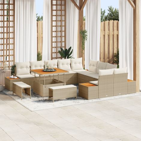 Garden Sofa Set with Cushion 13 pcs Beige Poly rattan vidaXL (1/5)