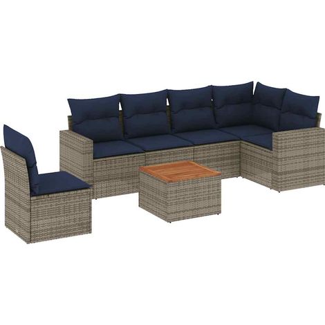 Maison Exclusive - 7-tlg. Garten-Sofagarnitur mit Kissen Grau Pol
