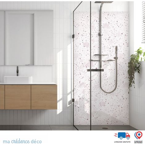 Panneau de douche : Terrazzo brut - Couleur Violet nacré 4011 - Alu composite - 100 - 245 (1/3)