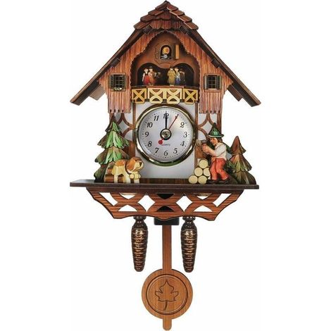 Enowelir Horloge Murale Forêt Noire à Quartz avec Sonnerie Coucou (1/4)