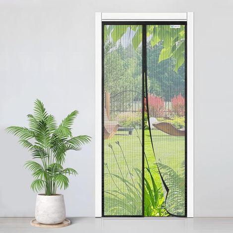 Moustiquaire Porte Fenetre Magnetique 90x180cm, Rideau de Porte Antimoustique, Sans Perçage, Installation Facile, Convient aux Balcons, Caves et Chambres, Noir (1/5)