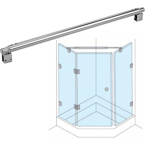 Bras de support paroi douche à double pince, tige stabilisatrice (1/5)