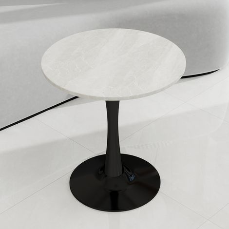 Tavolo rotondo da soggiorno effetto marmo nero bianco OKMYHOME (1/5)