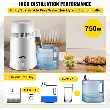 Sihao 4L Destilador de agua doméstica Destilador de agua pura Purificador (1/5)